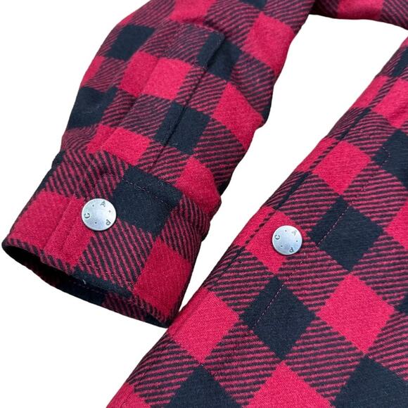 NWT A.P.C. Ian Buffalo Plaid Red/Black Wool Blouson Zippered Jacket Shacket - Picture 4 of 8